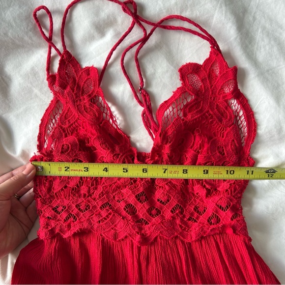 Cherry Red Free People Boho Asymmetrical Adella Maxi Slip - XS - Picture 6 of 7